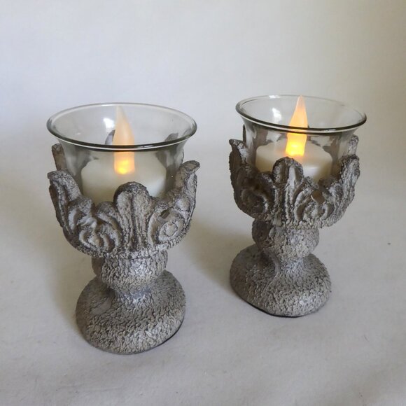 NEW GOTHIC COLUMN PEDESTAL TEA LIGHT CANDLE HOLDER SET - Picture 1 of 8